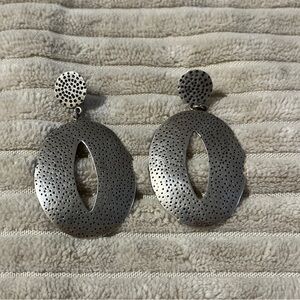Lightweight Perforated Sterling Silver Oval Drop Earrings